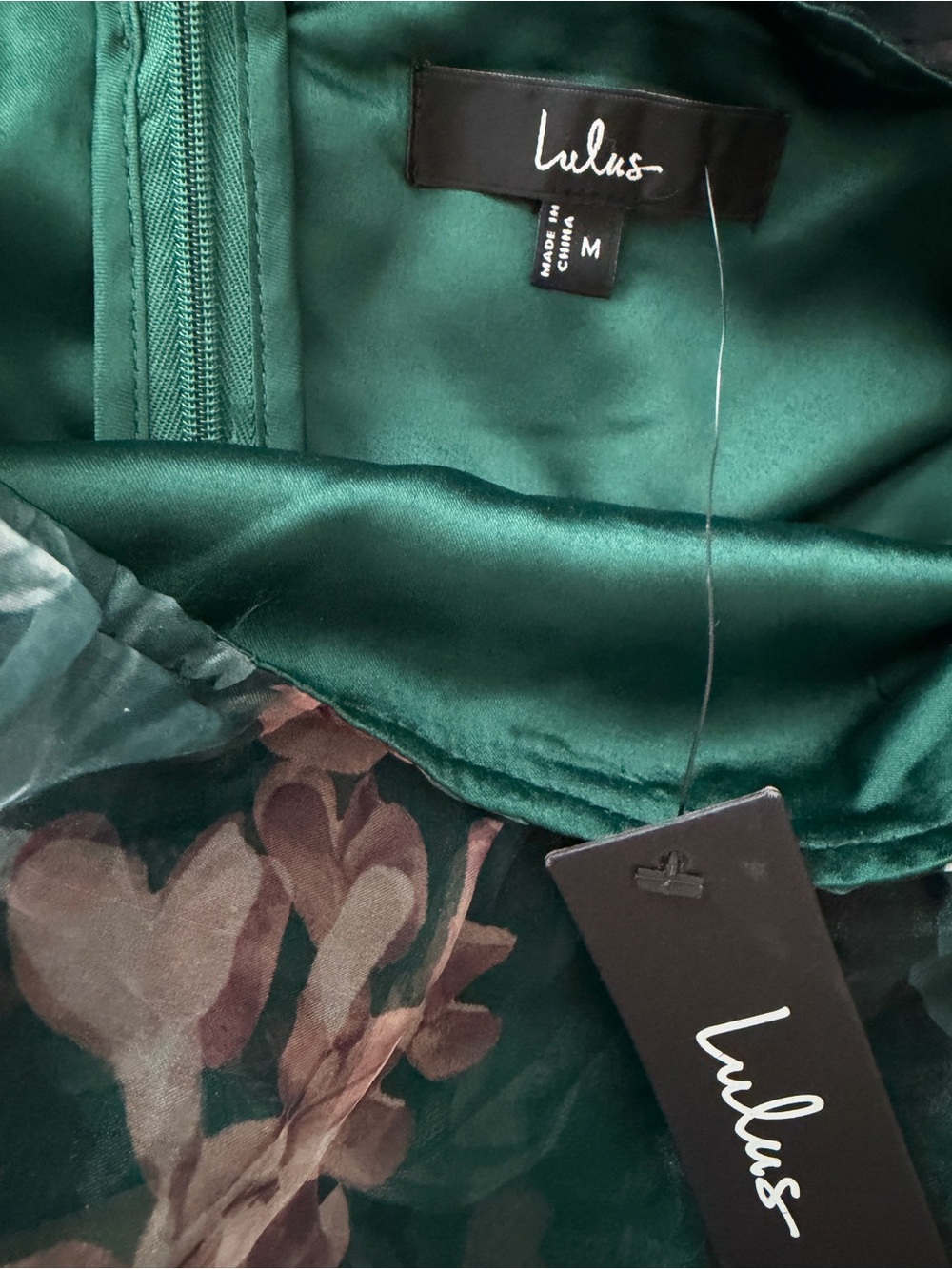 Lulu's Teal Floral Midi Dress with Pink and Cream Blooms - Picture 3 of 5